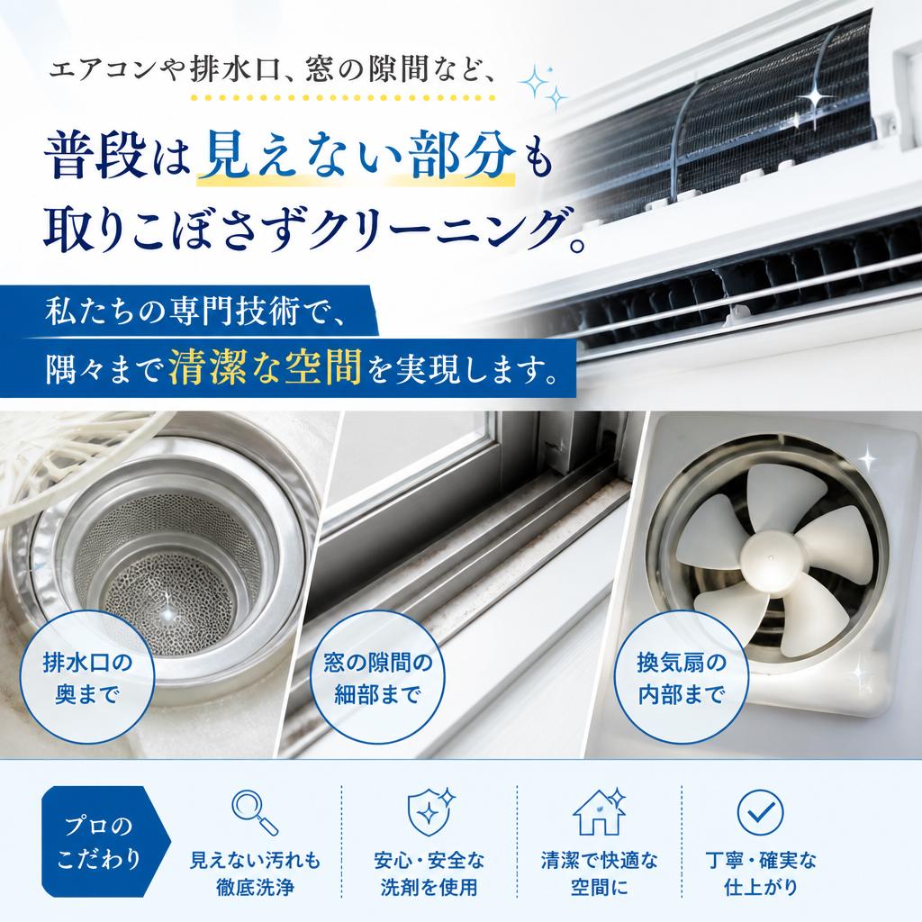 見えないところも徹底クリーニング