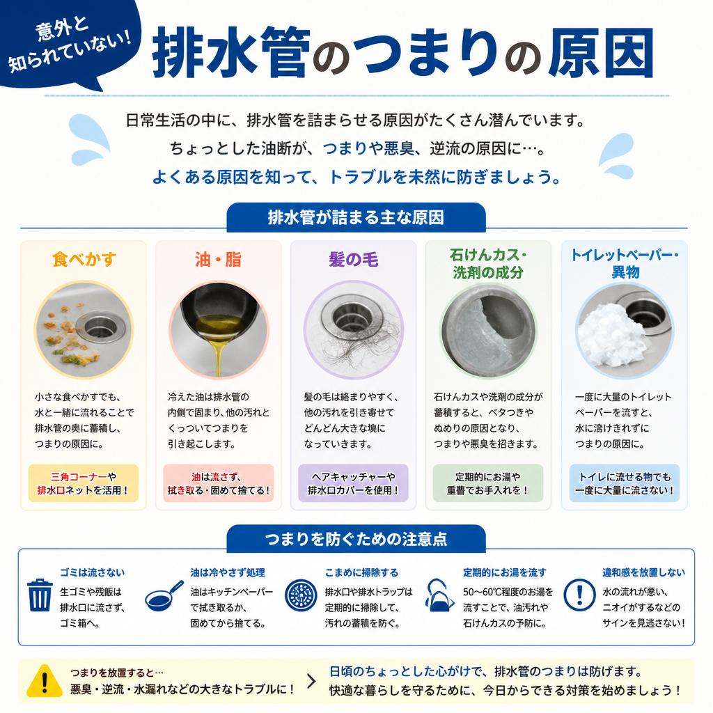排水管のつまりの原因とは？