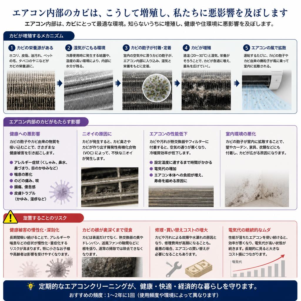 エアコン内のカビを見逃さない！