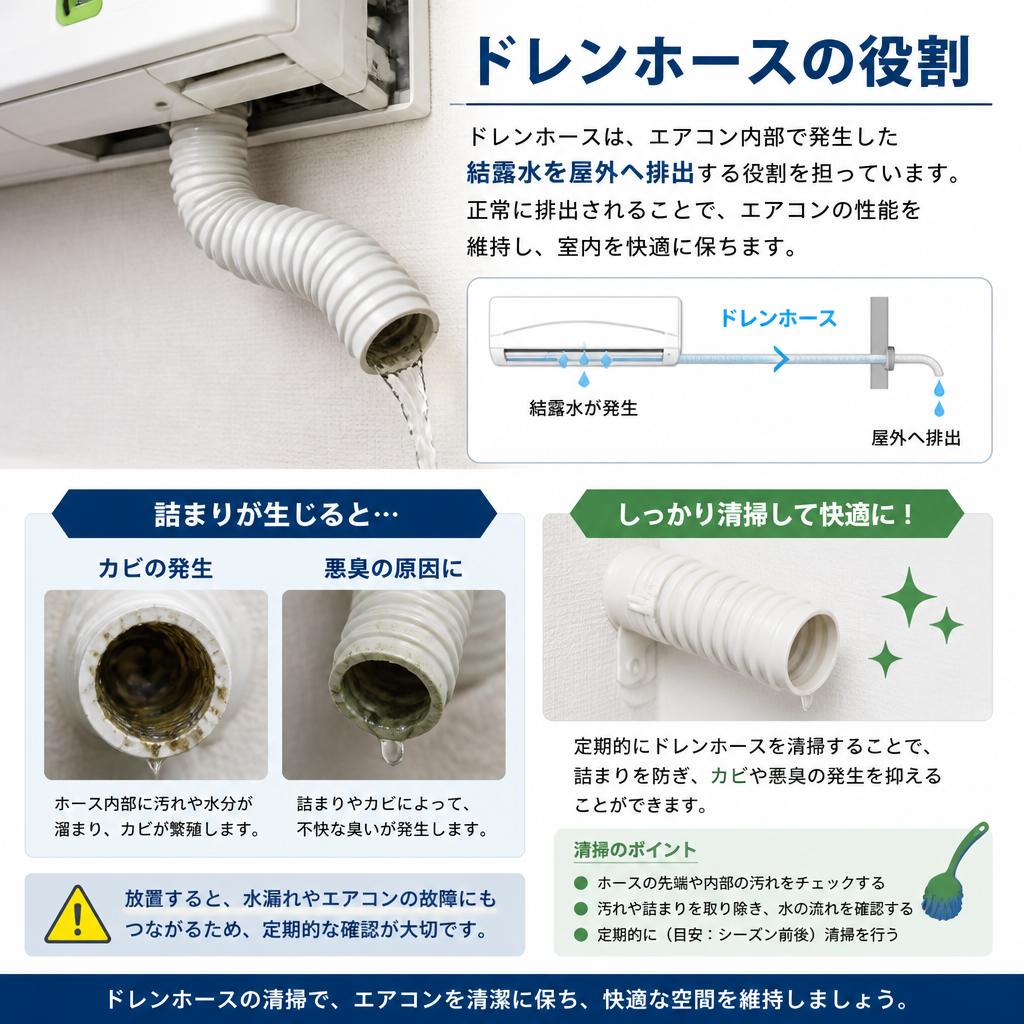 ドレンホースの役割と清掃方法